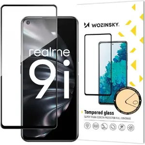 Закалённое защитное стекло Wozinsky Full Glue с рамкой, совместимо с чехлом для Oppo A76 / Oppo A36 / Realme 9i — чёрное