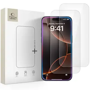 Tempered Glass Screen Protector Spigen Tech-Protect Glass Fit+ for Apple iPhone 16 Pro / 17 / 17 Pro Clear 2-pack