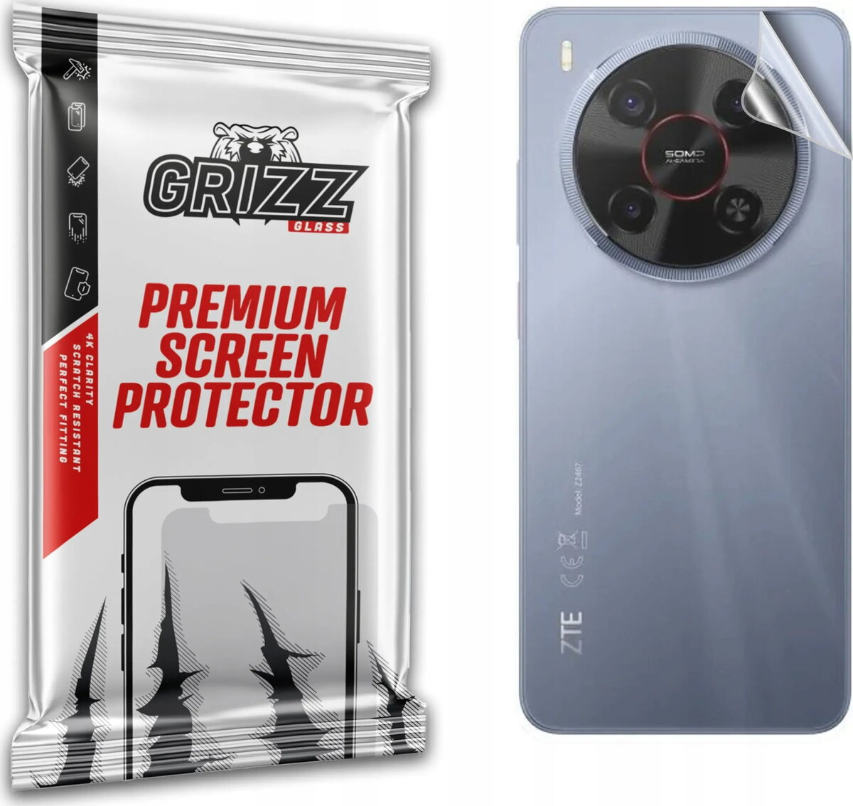 Aizmugures aizsargplēve GrizzGlass SatinSkin priekš ZTE