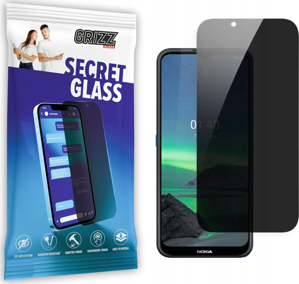 Privātuma stikls GrizzGlass SecretGlass priekš Nokia