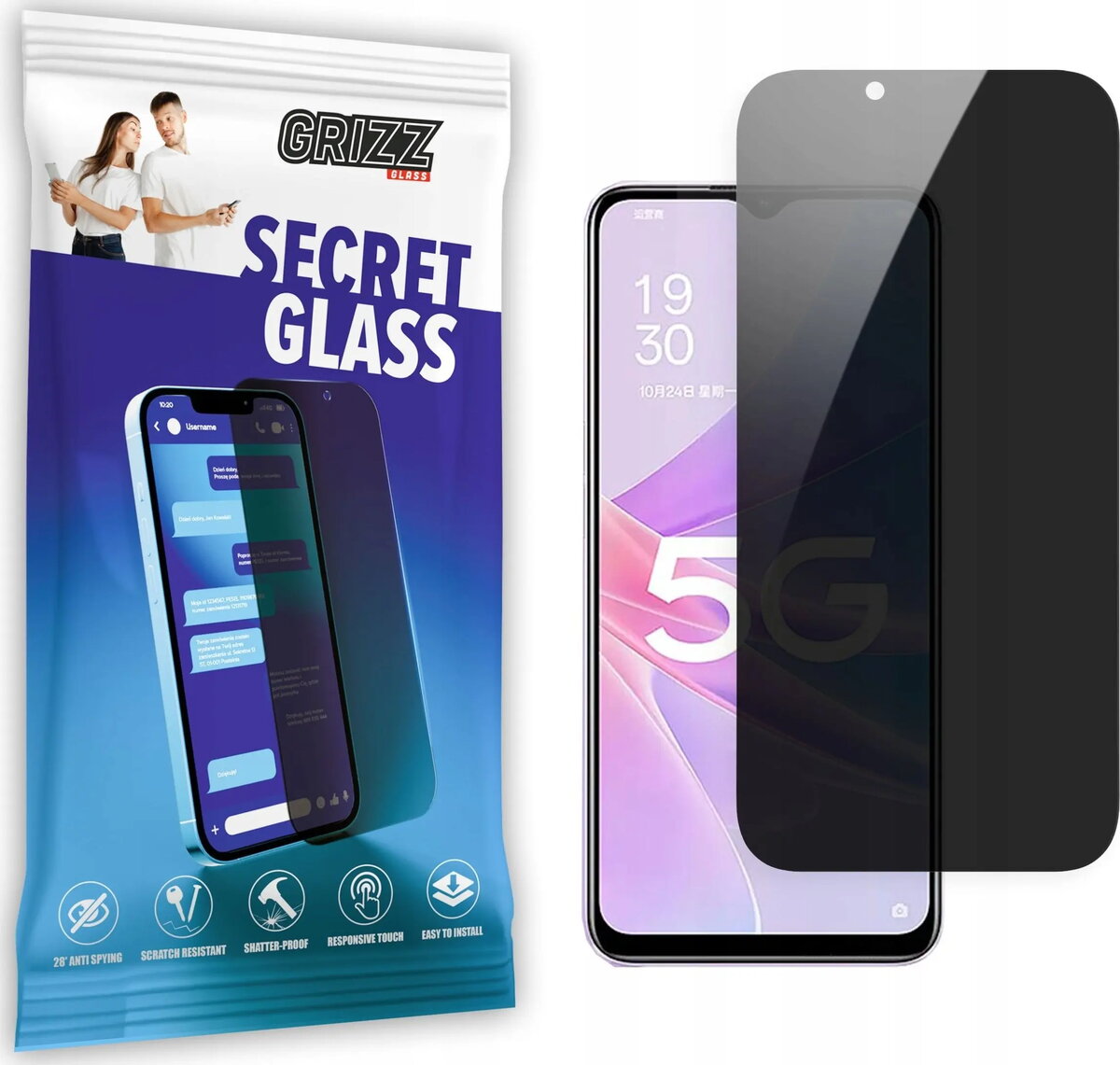 GrizzGlass SecretGlass privatizējošais rūdīts ekrāna aizsargstikls