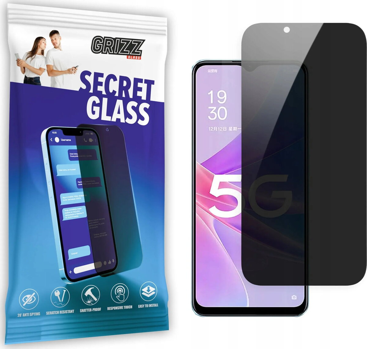 Privātuma rūdīts aizsargstikls GrizzGlass SecretGlass priekš