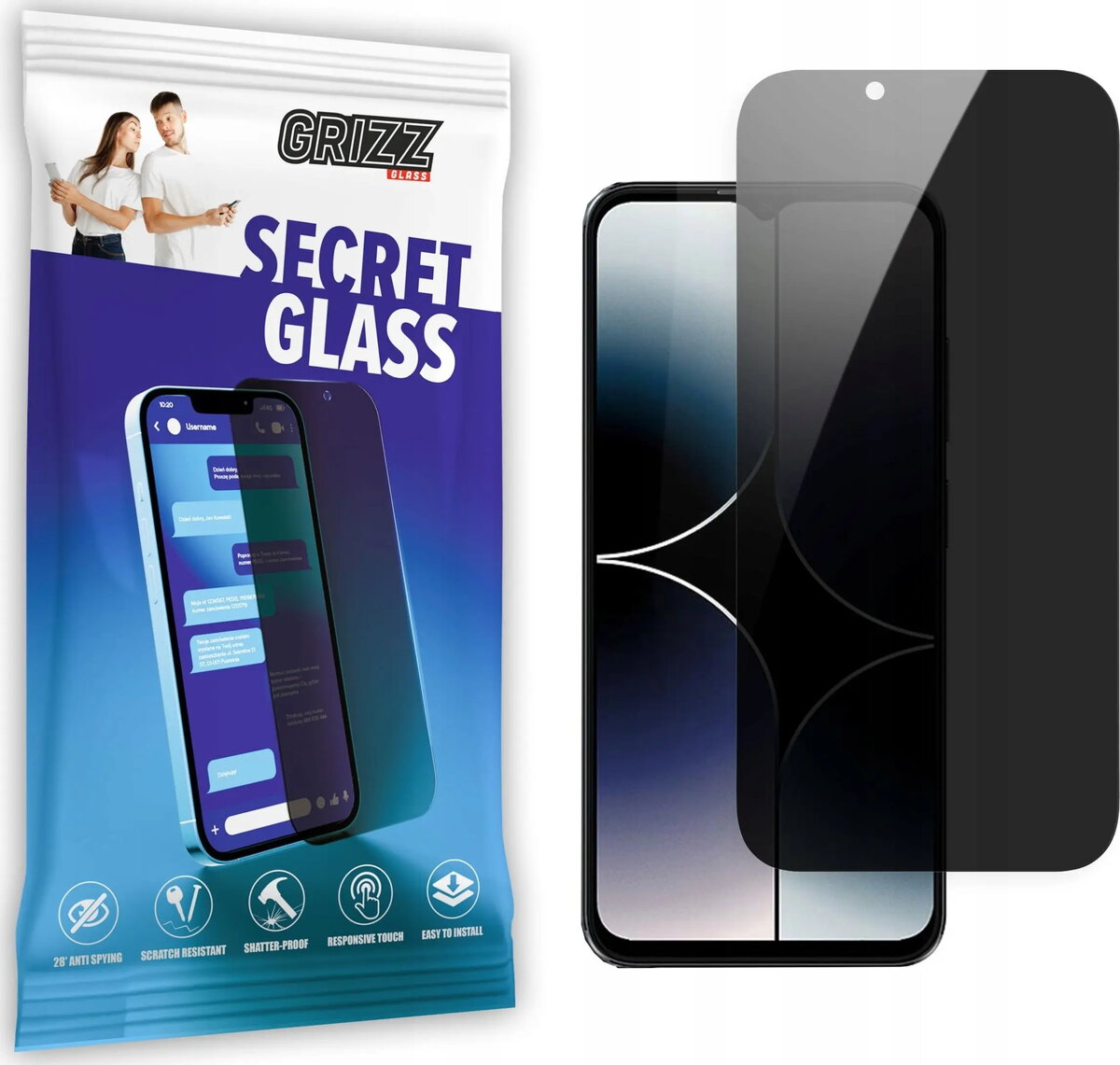 Rūdīts privātuma ekrāna aizsargstikls GrizzGlass SecretGlass