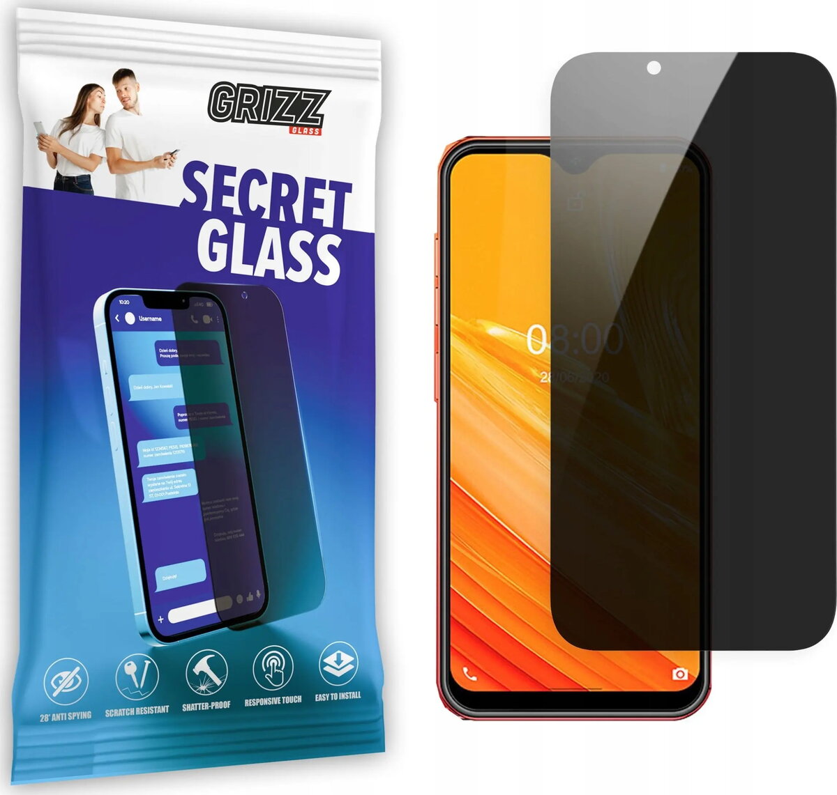 Rūdīta privātuma ekrāna aizsargstikls GrizzGlass SecretGlass