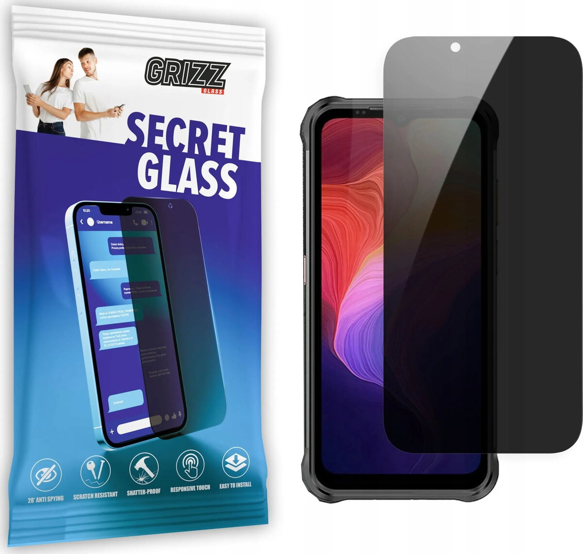 Rūdīta privātuma aizsargstikla GrizzGlass SecretGlass priekš