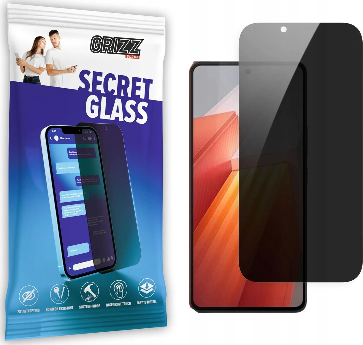 Privātuma rūdīts ekrāna aizsargstikls GrizzGlass SecretGlass