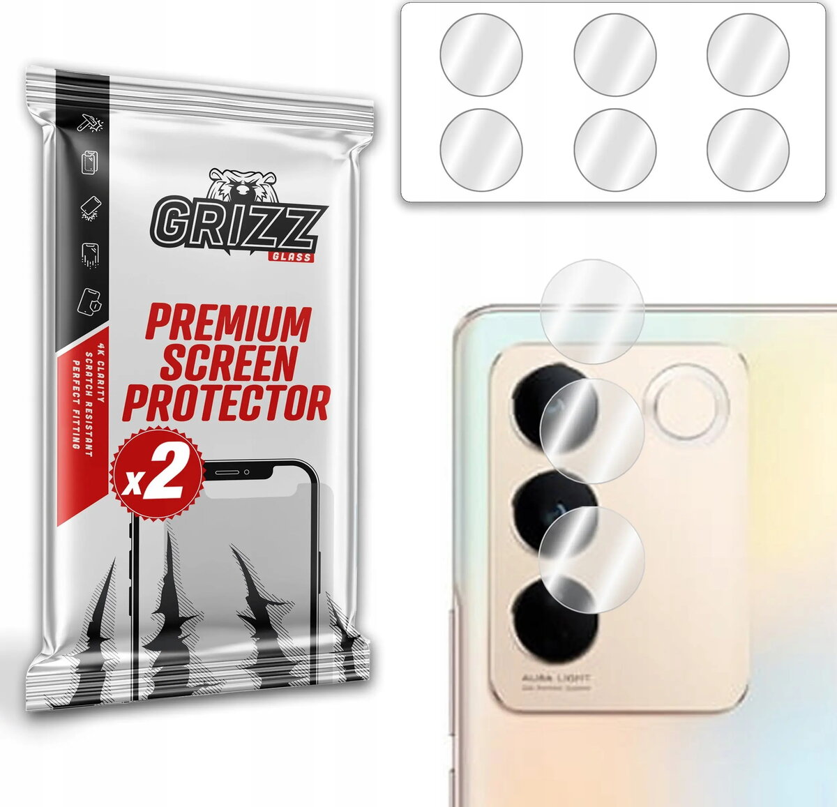 Kamera aizsargstikls GrizzGlass HybridGlass priekš vivo