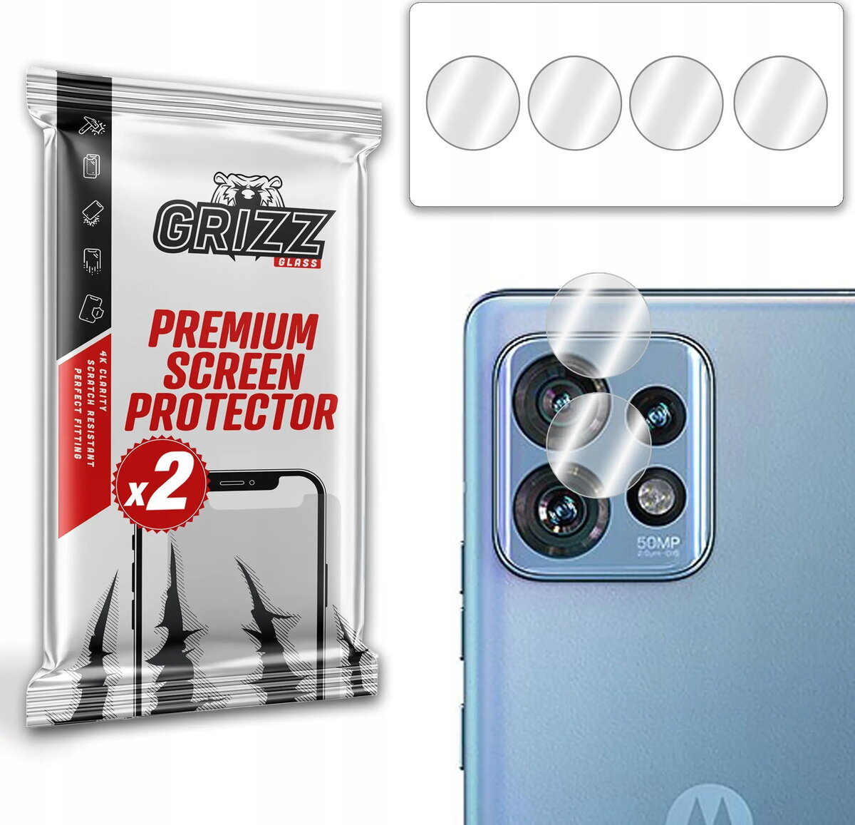 GrizzGlass HybridGlass kamera aizsargstikls Motorola Edge