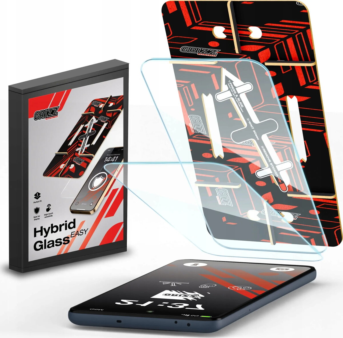 Ekrāna aizsargstikls GrizzGlass HybridGlass Easy priekš