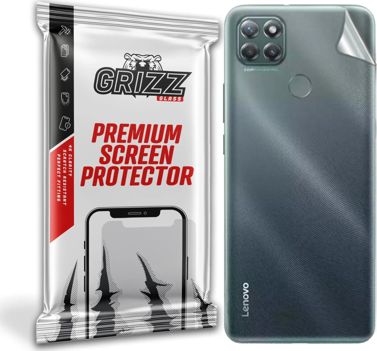 Aizsargplēve aizmugurei GrizzGlass priekš Lenovo K12