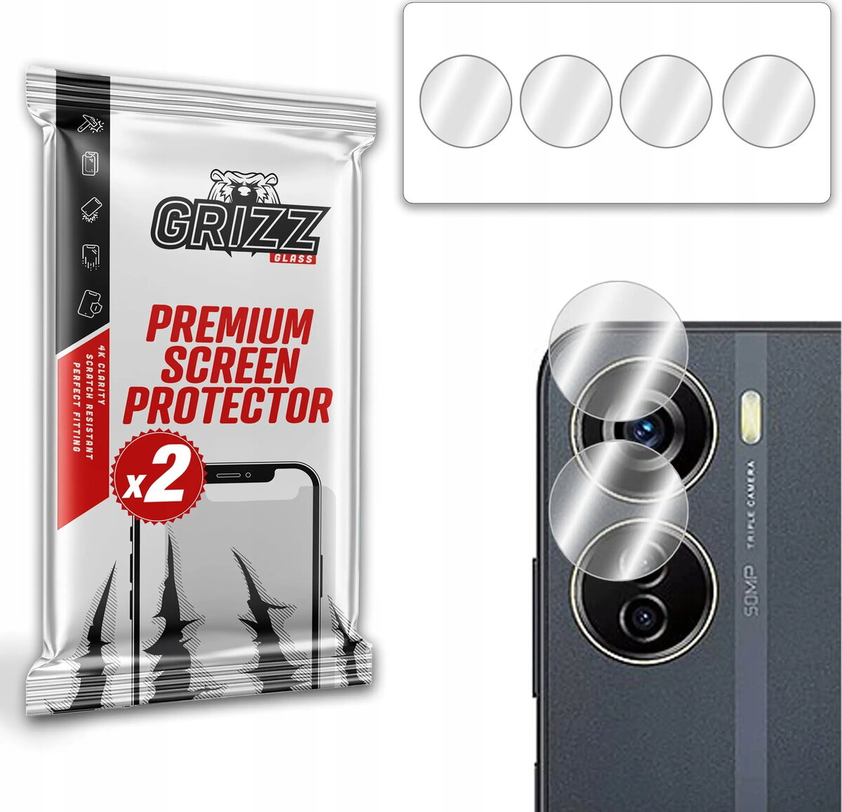 GrizzGlass HybridGlass kameras aizsargstikls priekš ZTE