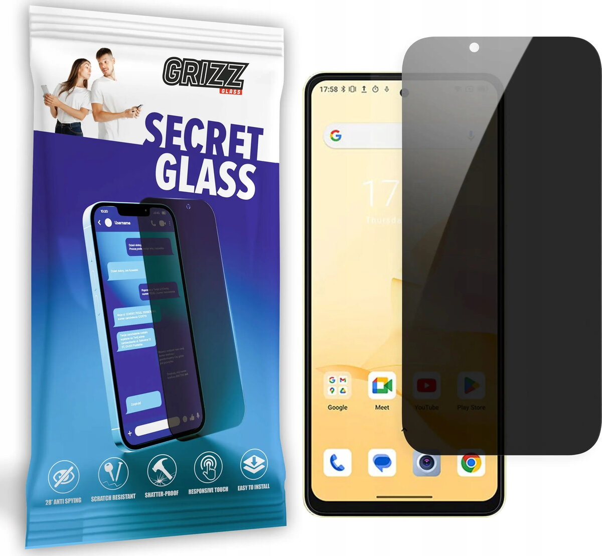 Stiprināts privātuma aizsargstikls GrizzGlass SecretGlass priekš