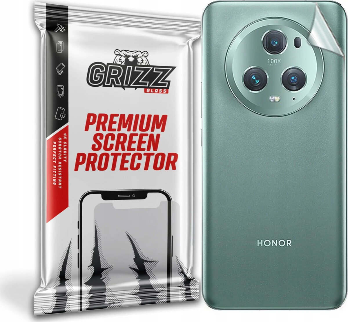 Aizmugures aizsargstikls GrizzGlass SatinSkin priekš Honor