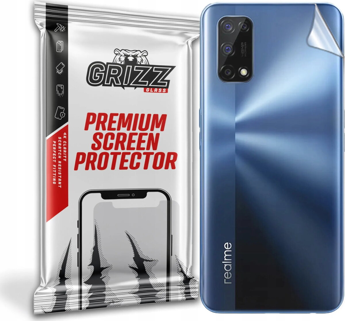 Aizmugures aizsargplēve GrizzGlass priekš Realme 7