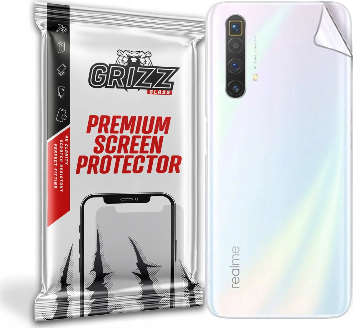 Aizsargstikls aizmugurei GrizzGlass priekš Realme X3