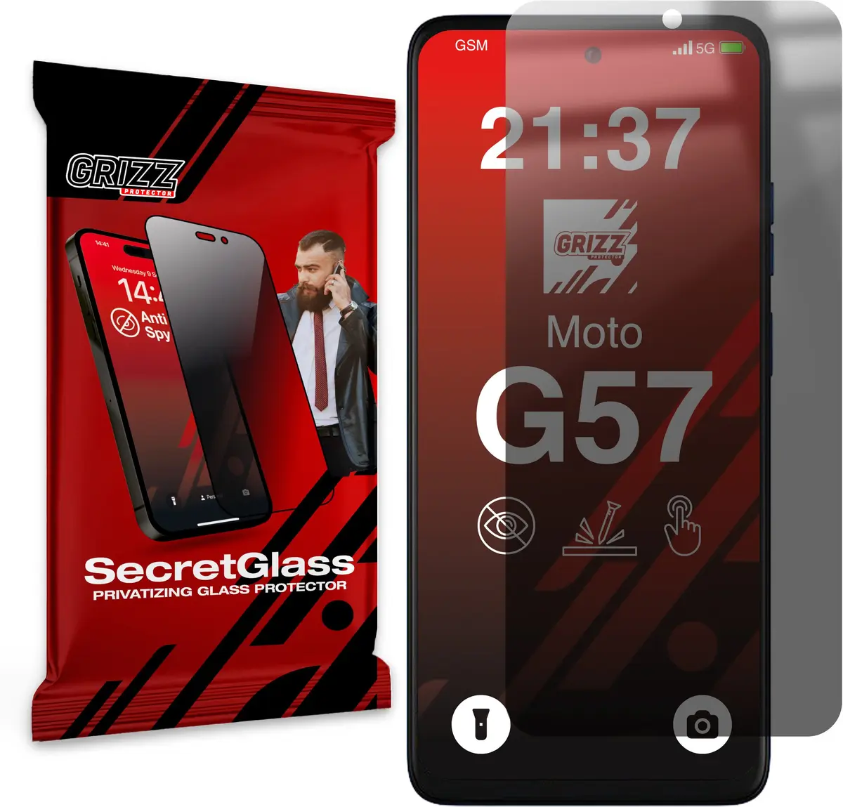 Matēta privātuma stikla aizsargplēve GrizzGlass SecretGlass
