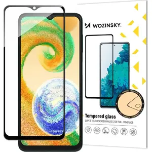 Защитное стекло Wozinsky для Samsung Galaxy A04s, полная клейкая основа, 9H, на весь экран с чёрной рамкой