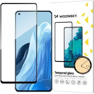 Закалённое стекло Wozinsky Full Glue с рамкой, Case Friendly для Oppo Reno7 Pro 5G, чёрное