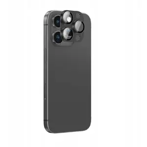 Rūdīta stikla aizsargs kameras moduļa Amazingthing no aviācijas klases sakausējuma priekš iPhone 16 Pro / 16 Pro Max — melns