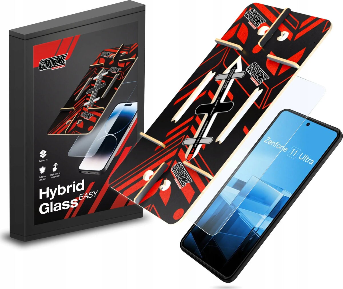 Aizsargstikls GrizzGlass HybridGlass Easy priekš Asus