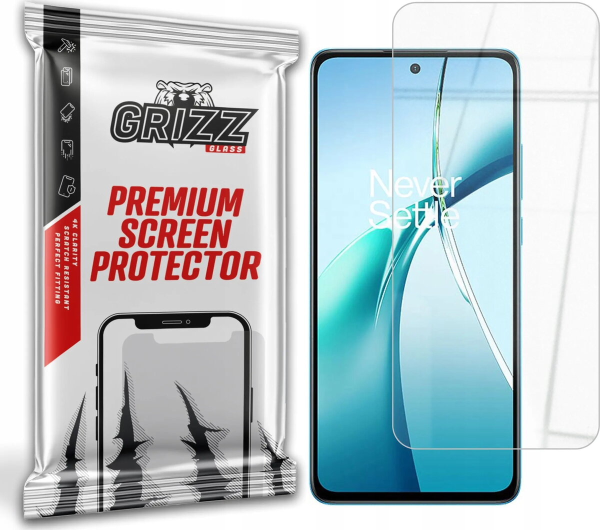 Ekrāna aizsargstikls GrizzGlass HybridGlass priekš OnePlus