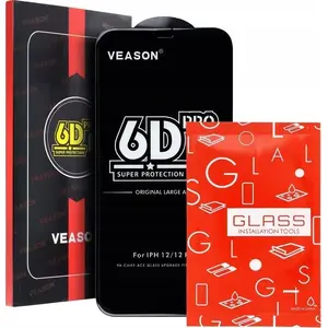 Закалённое 6D полноэкранное профилированное защитное стекло для iPhone 13 с чёрной рамкой