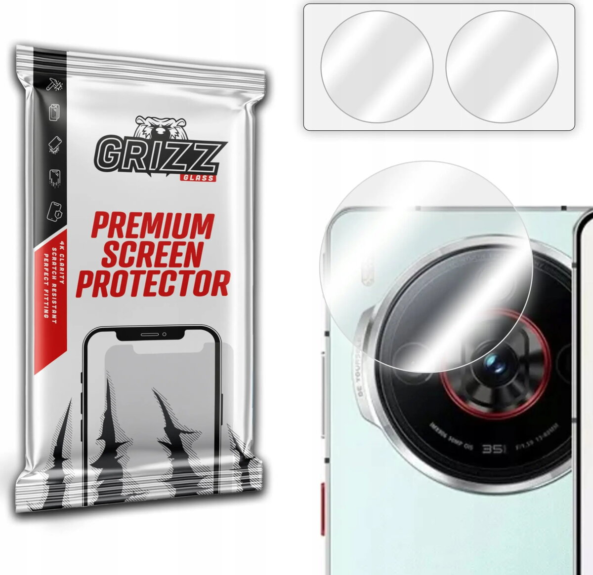 Kameras aizsargstikls GrizzGlass HybridGlass priekš ZTE