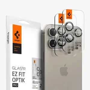 Защитное стекло для камеры Spigen Optik Pro EZ Fit для iPhone 15 Pro Max, закалённое, 2 шт.