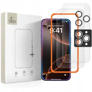 Закалённое стекло для экрана 3 шт. для iPhone 16 Pro / 17 Pro — Tech‑Protect Easy Set+ (прозрачное)