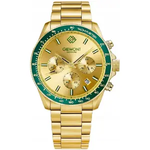 Men's Chronograph Watch Giewont GW3520-B6 — Sapphire Crystal, Gold Case, Green Dial