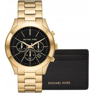 Vīriešu pulkstenis ar kartes maciņu Michael Kors MK1076SET, analogs kvarca pulkstenis ar kartes turētāju un dāvanu kastīti