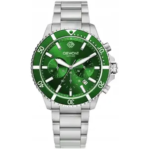 Men's Chronograph Watch Giewont GW3970-B8 — Sapphire Crystal, Silver Case, Green Dial