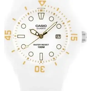 Rokas pulkstenis CASIO LRW-200H 7E2 — sieviešu analogais, ūdensizturīgs, datuma rādītājs, sveķu korpuss un siksniņa