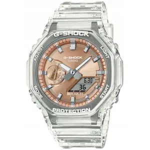 G-SHOCK GA-2100BM-7A5ER analogi-digitālas rokas pulkstenis, triecienizturīgs, balts ar metāla rāmi