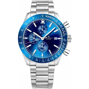 Men's Chronograph Watch Giewont GW8720-B3 — Sapphire Crystal, Silver Case, Blue Dial