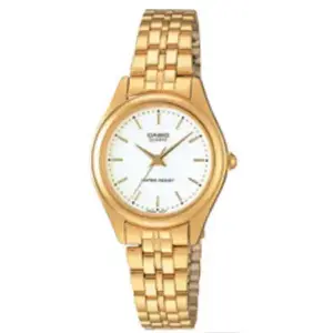 Браслетные часы CASIO LTP-1129N-7ARDF — корпус и браслет из нержавеющей стали, золотое покрытие, кварцевые