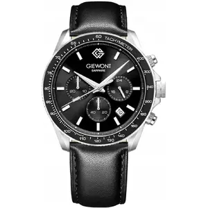 Wristwatch Giewont GW3520-A4 – men's chronograph, sapphire crystal, black dial, leather strap