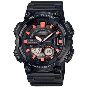Rokaspulkstenis CASIO AEQ-110W-1A2VDF — vīriešu digitāli-analogais, sveķu korpuss, ūdensizturība