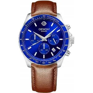 Men's Chronograph Watch Giewont GW3520-A5 with Sapphire Crystal, Brown and Blue Dial