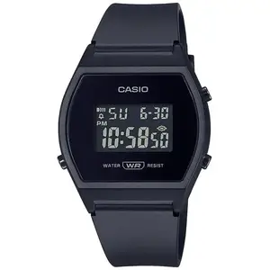 Rokas pulkstenis CASIO LW-204-1BEF — sveķu korpuss, melns, 35 mm, biezums 9,4 mm, 3 gadu baterija