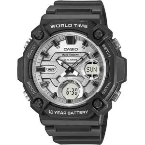 Наручные часы CASIO AEQ-120W-7AVDF — цифровые, будильник, мировое время, секундомер, белый ремешок