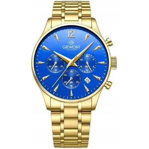 Rokaspulkstenis Giewont Chronograph Sapphire GW6310-B5 — vīriešu hronogrāfs, safīra stikls, zelta korpuss, zils ciparnīca