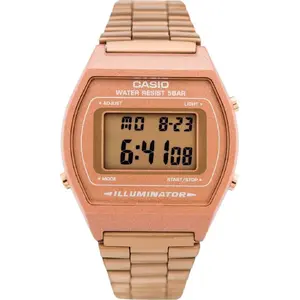Rokaspulkstenis CASIO B640WC-5A — sieviešu digitālais, tērauda korpuss un siksna, modinātājs, apgaismojums, hronometrs