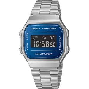 Rokaspulkstenis CASIO A168WEM-2BEF — vīriešu ciparu pulkstenis ar tērauda aproci, retro LCD displejs