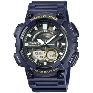Rokassprādze CASIO Gerton AEQ-110W-2AVDF — vīriešu ciparu-analogs pulkstenis, ūdensizturība, pasaules laiks