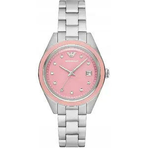 Rokaspulkstenis Emporio Armani AR11546 — sieviešu analogais kvarca pulkstenis, tērauda korpuss, ādas siksna