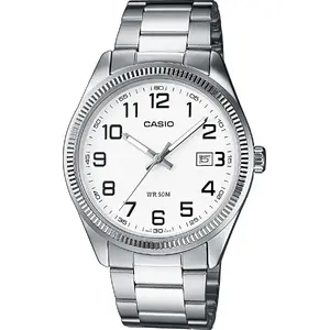 Rokaspulkstenis CASIO MTP-1302PD-7B — analogs, tērauda korpuss, sudraba ciparnīca, kvarca