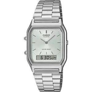 Rokaspulkstenis CASIO AQ-230A-7AMQYES sudraba — ciparu-analogais, tērauda siksniņa