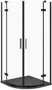 Душевая кабина CERSANIT SET C630 полуокруглая 90x90x195 см черная с поддоном TAKO SLIM серый матовый