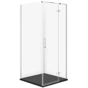 Shower enclosure CERSANIT SET C539 cabin right-hand chrome 80x80x195 cm with TAKO SLIM black matte tray